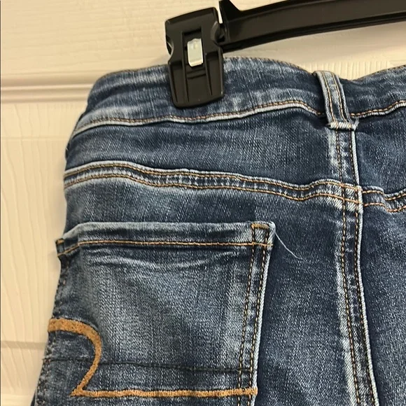 American Eagle Outfitters Women's Dark Blue Ripped Jean Shorts - Picture 12 of 17